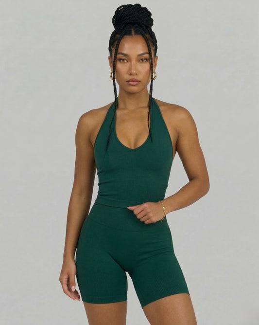 CORE IMPACT Sculpting Shapewear Top Halterneck Pine Green