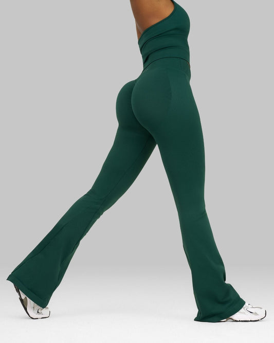 CORE IMPACT V-Waist Flared Leggings Pine Green