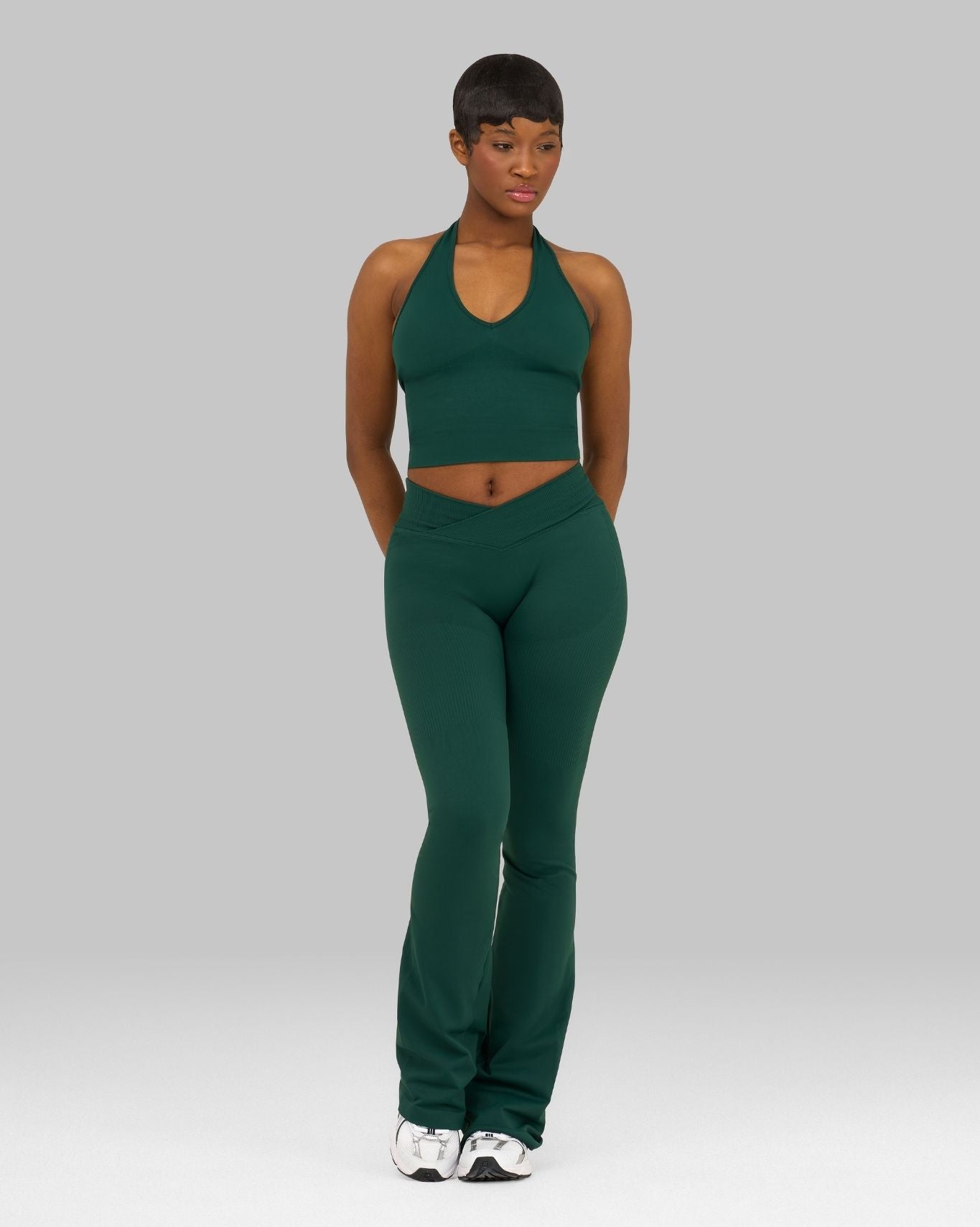 CORE IMPACT V-Waist Flared Leggings Pine Green