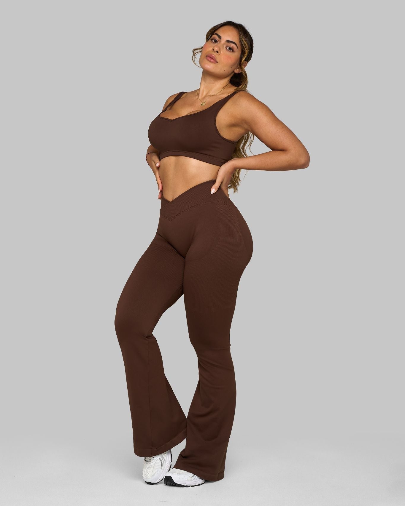 CORE IMPACT V-Waist Flared Leggings Bourbon Brown