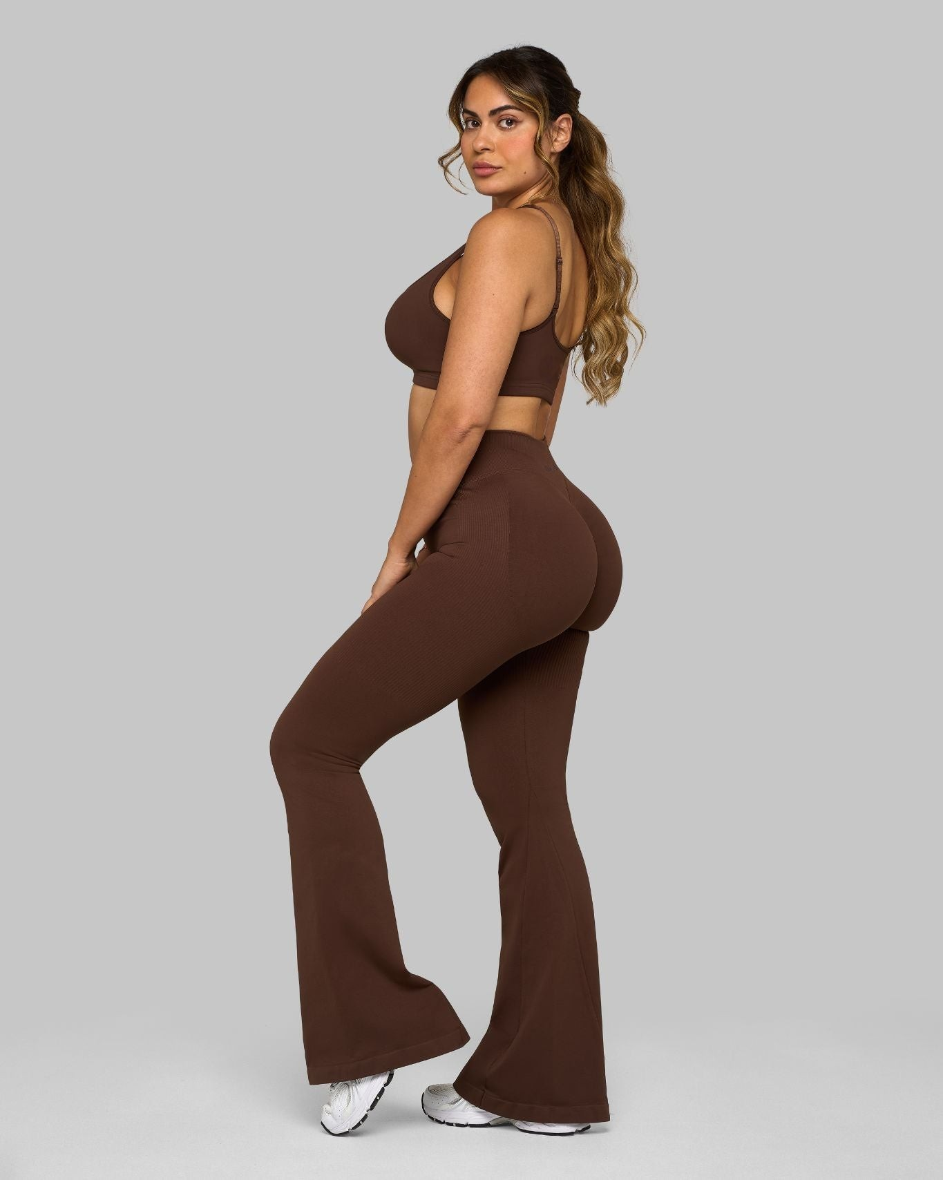 CORE IMPACT V-Waist Flared Leggings Bourbon Brown