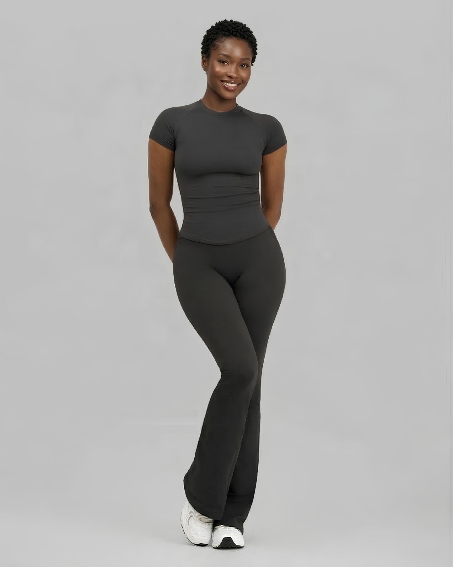 CORE IMPACT V-Waist Flared Leggings Charcoal Grey