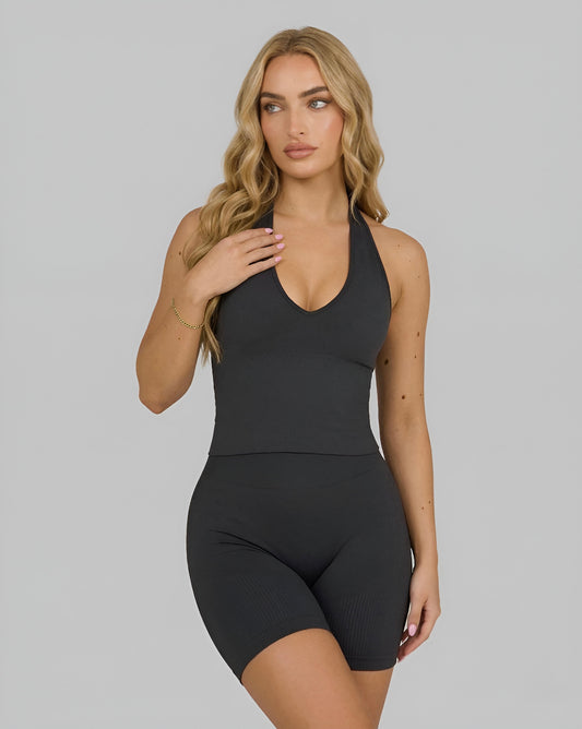 CORE IMPACT Sculpting Shapewear Top Halterneck Charcoal Grey