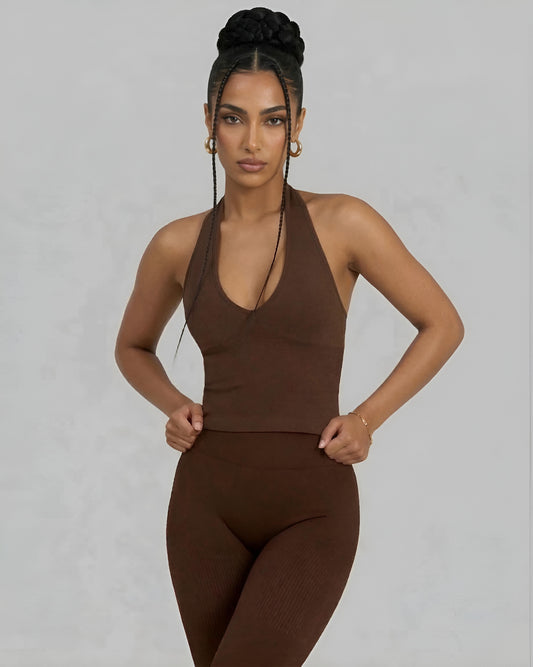 CORE IMPACT Sculpting Shapewear Top Halterneck Bourbon Brown
